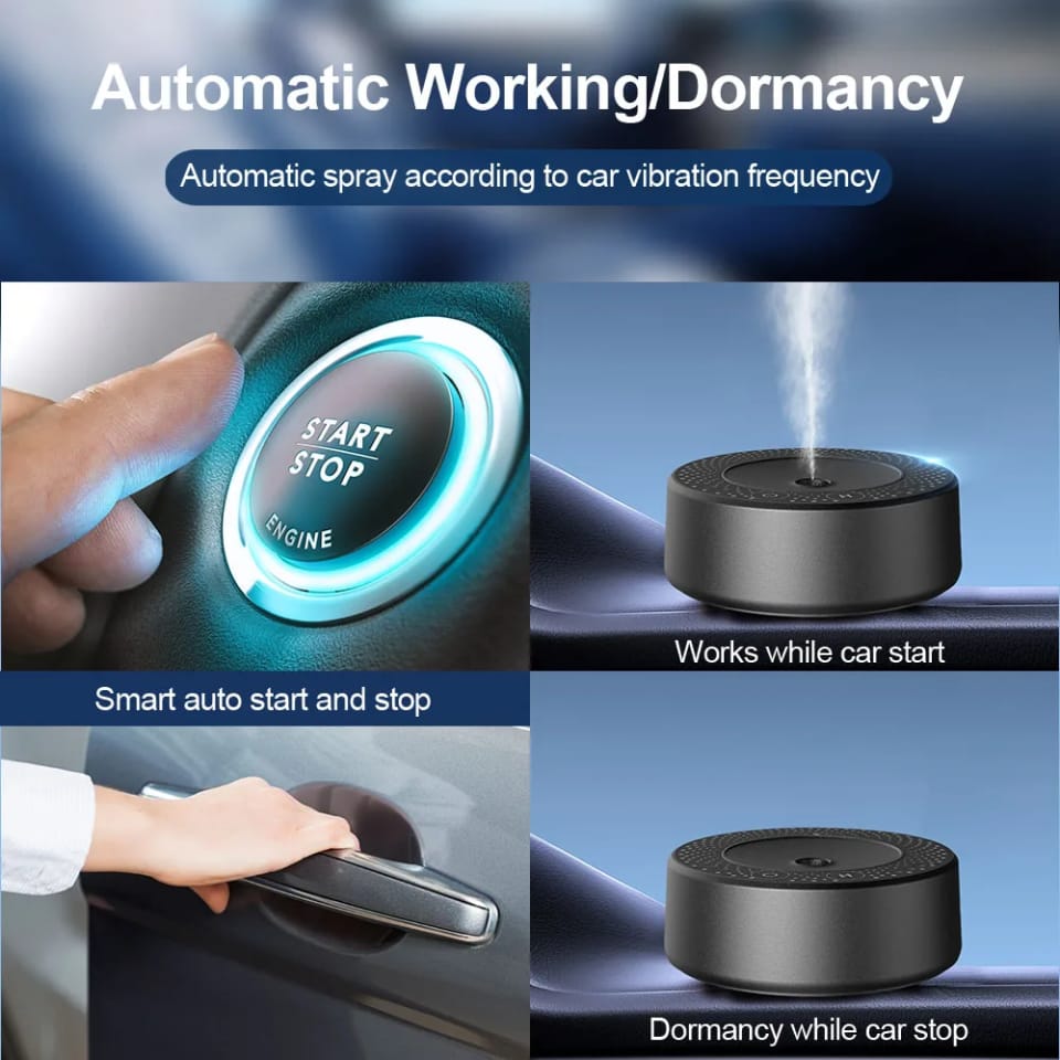 Car aroma diffuser that starts when the car starts and rests when it stops