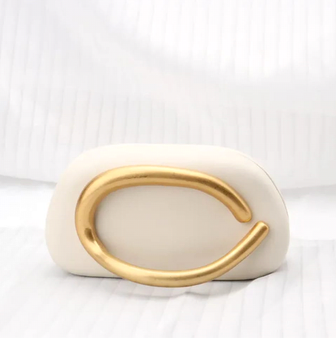 Zara style Beigh evening clutch bag in PU leather with chain crossbody strap, Future Style Pakistan