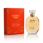 Amber Musk perfume by Future Style, amber bottle with orange-red gift box