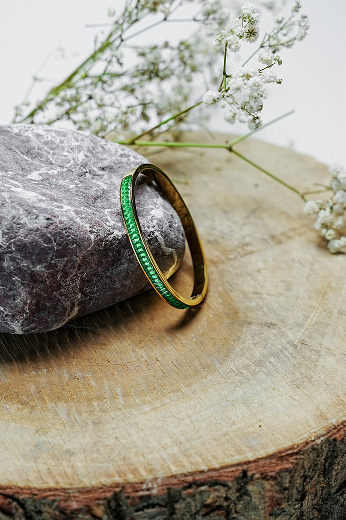 Multicolour Green stone bangles for women
