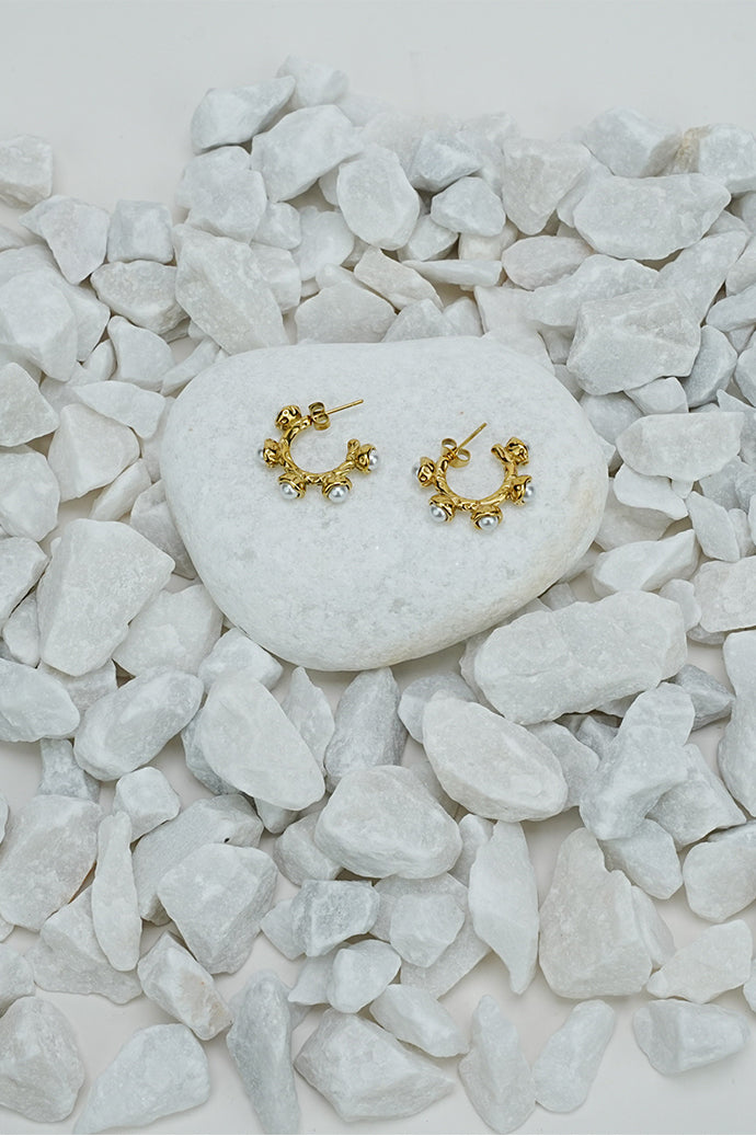 Penta Pearl Hoop Earrings women