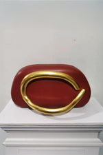Zara style Red evening clutch bag in PU leather with chain crossbody strap, Future Style Pakistan