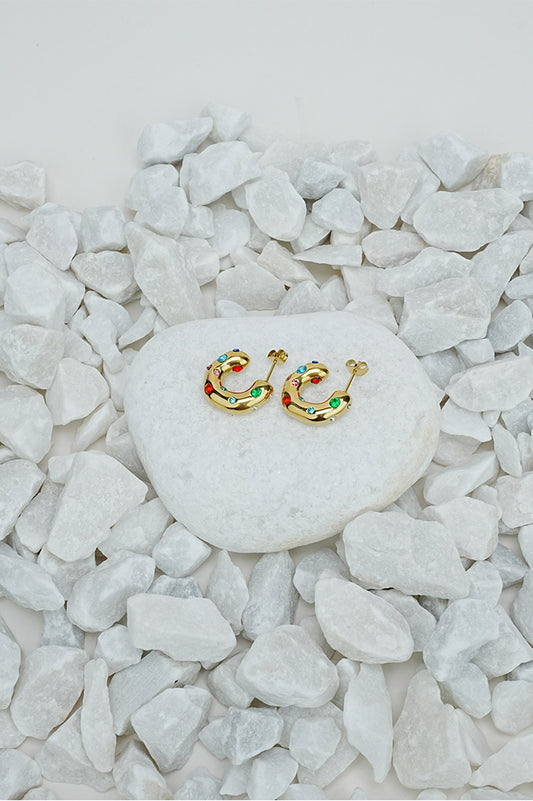 Coloured stone half hoop earrings by Future Style
