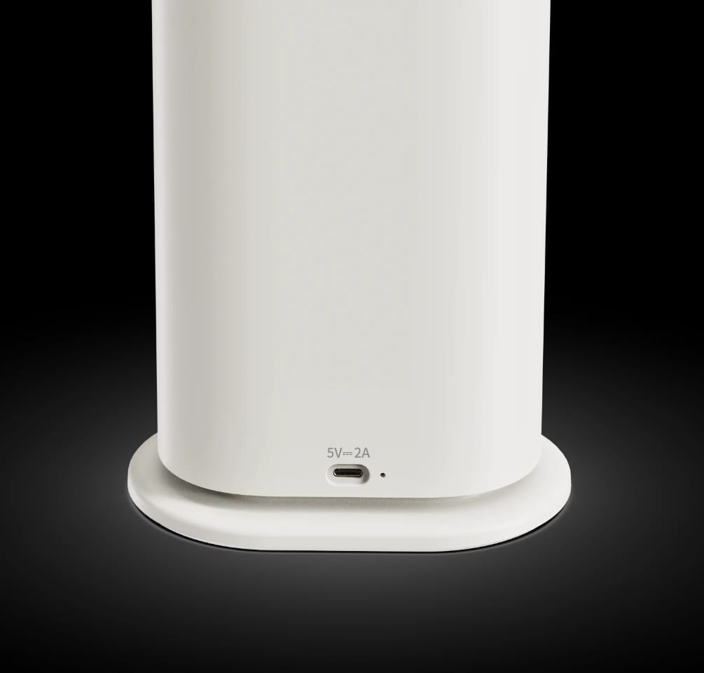 Dual scent aroma diffuser base showing USB-C power port, 5V 2A