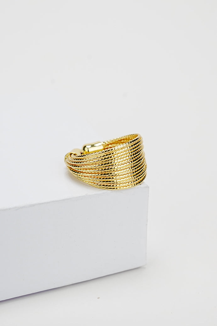 Gold-tone adjustable ring for women