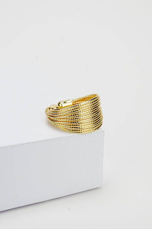 Gold-tone adjustable ring for women