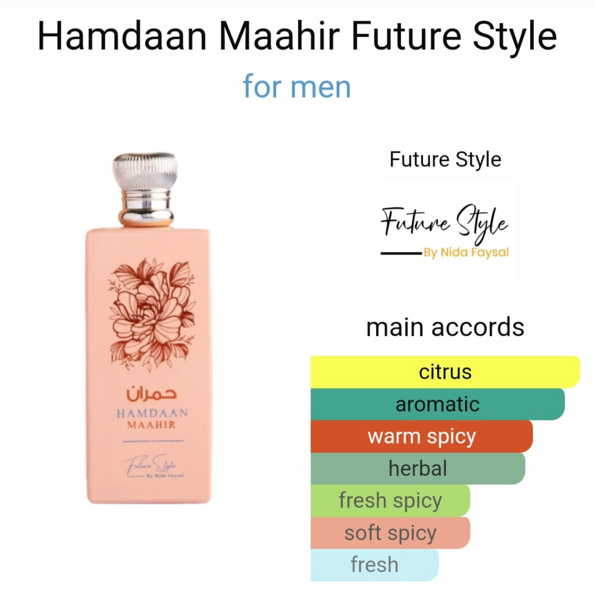 Hamdaan Maahir main accords: citrus, aromatic, warm spicy, herbal, fresh spicy, soft spicy and fresh
