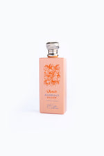 Hamdaan Maahir perfume 100ml peach bottle with floral design, Future Style Pakistan