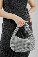 Hubo silver sparkling clutch for women with knot handle, Future Style Pakistan