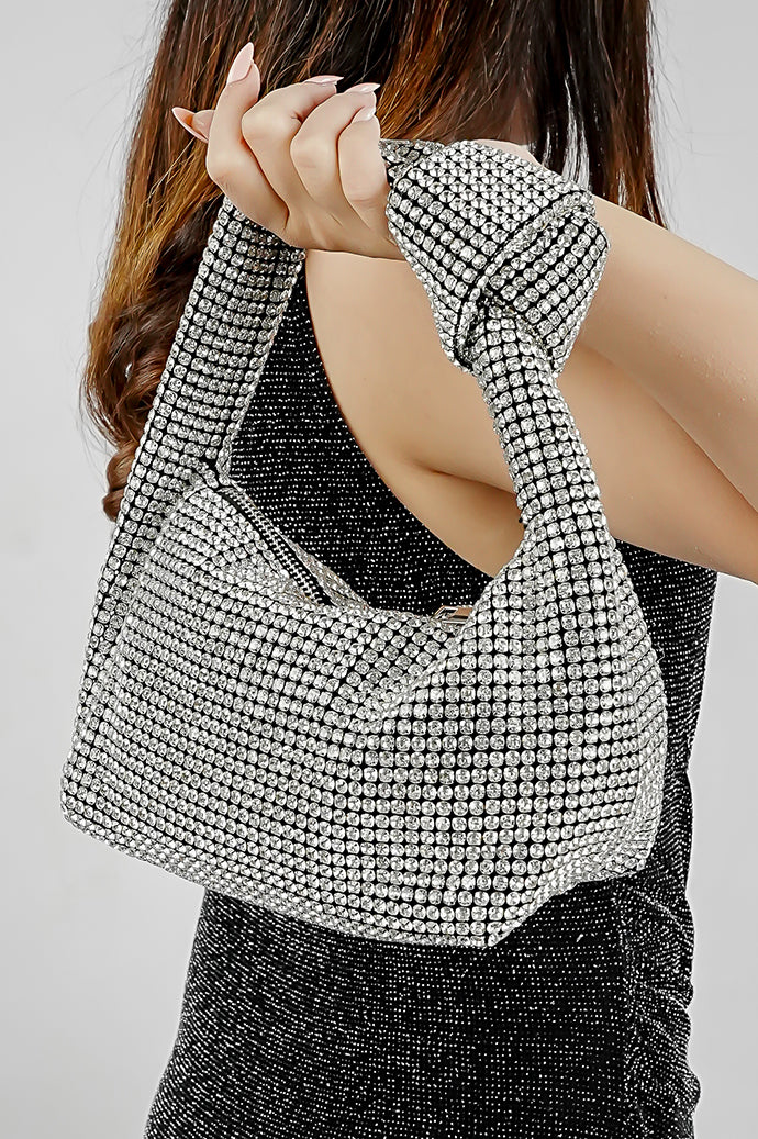 Hubo silver clutch for women carried on the arm