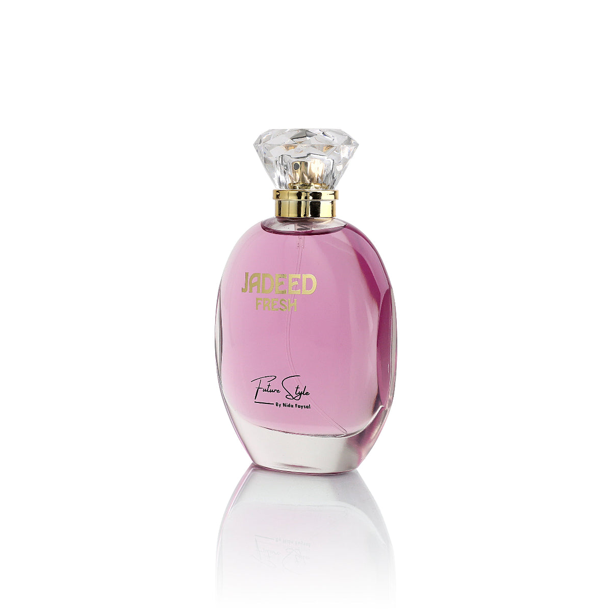 Jadeed Fresh perfume bottle with gold neck and clear cap