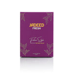 Jadeed Fresh perfume purple box with gold leaf design, front view