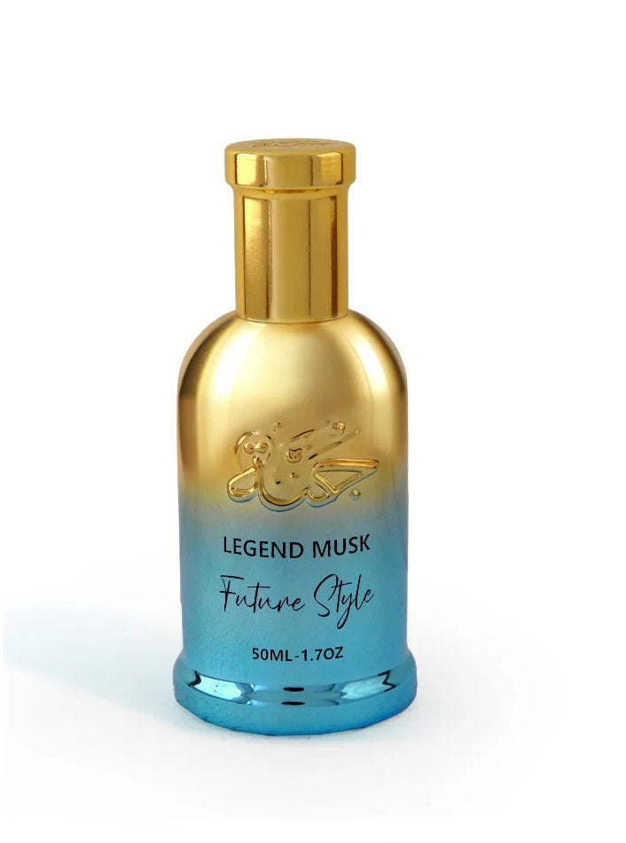 Close-up of the Jannat Legend Musk perfume bottle