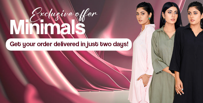 Women wearing minimal sets in pink, Sage green and black, Future Style