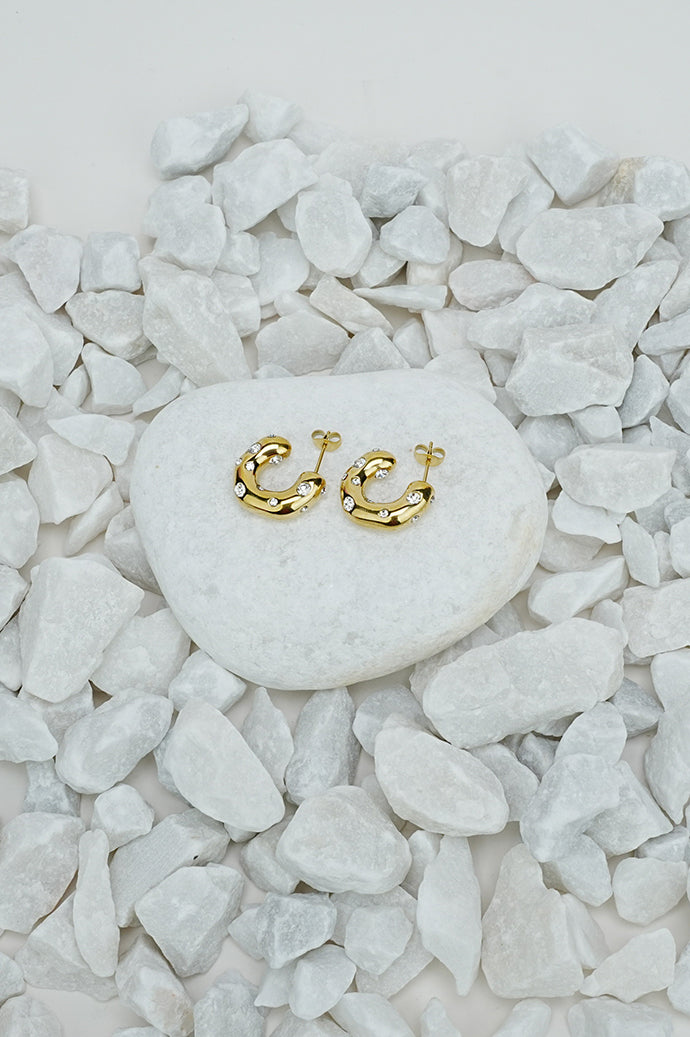 Rhinestone half hoop earrings for women by Future Style