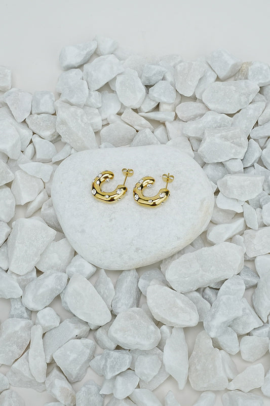 Rhinestone half hoop earrings for women by Future Style