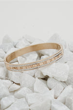 Rose gold Roman style bangle with rhinestone edge for women