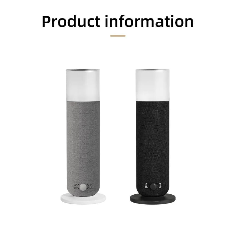 Textured Tower aroma diffuser in grey and black colours shown side by side