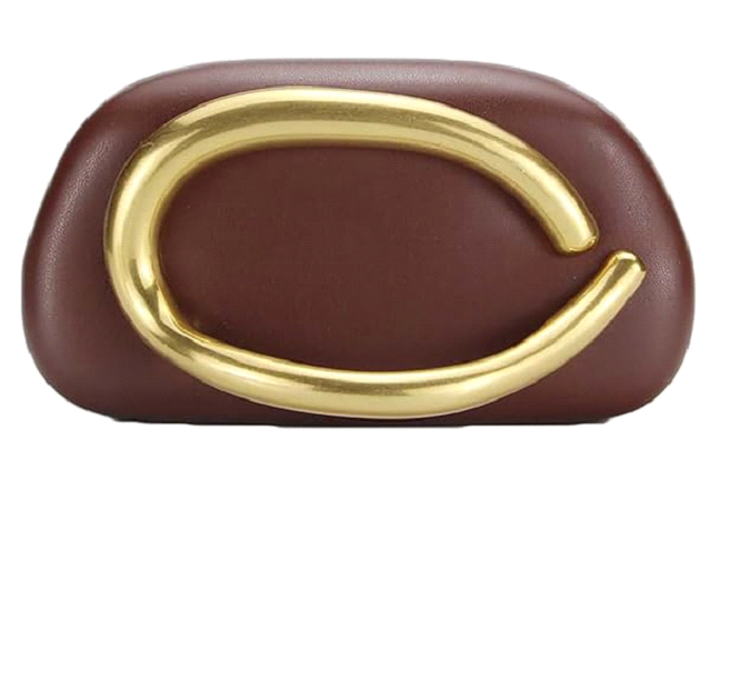 Zara style Coffee evening clutch bag in PU leather with chain crossbody strap, Future Style Pakistan